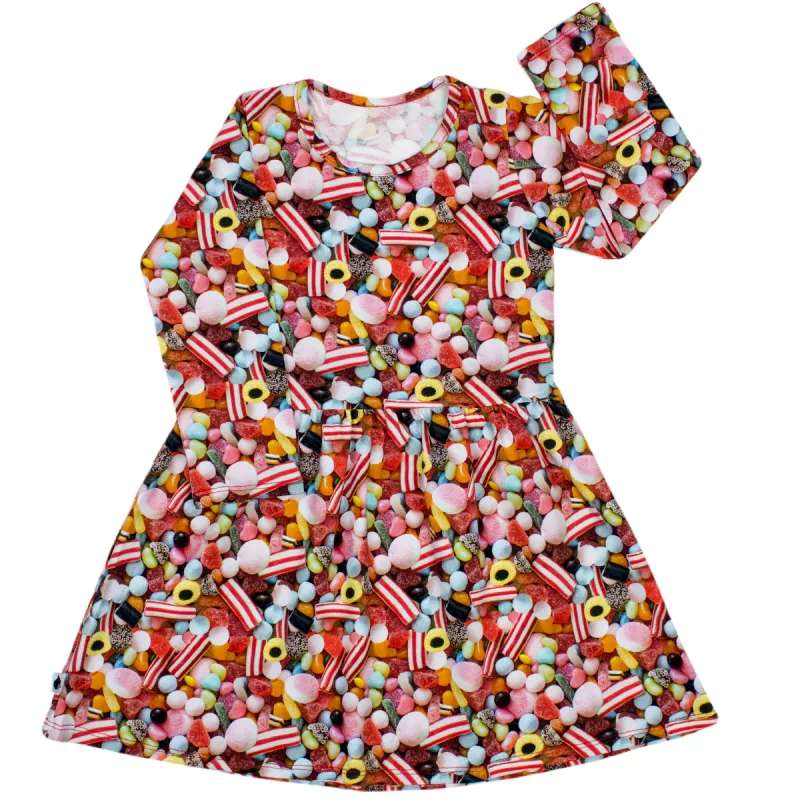 Rochita cu maneca lunga imprimeu bomboane 92 cm (18-24 luni), [],bestfam.ro