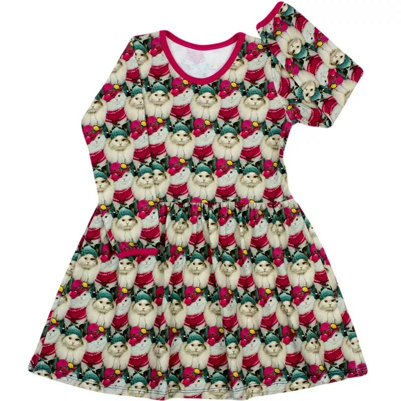 Rochita cu maneca lunga imprimeu pisicute  116 cm (5-6 ani), [],bestfam.ro