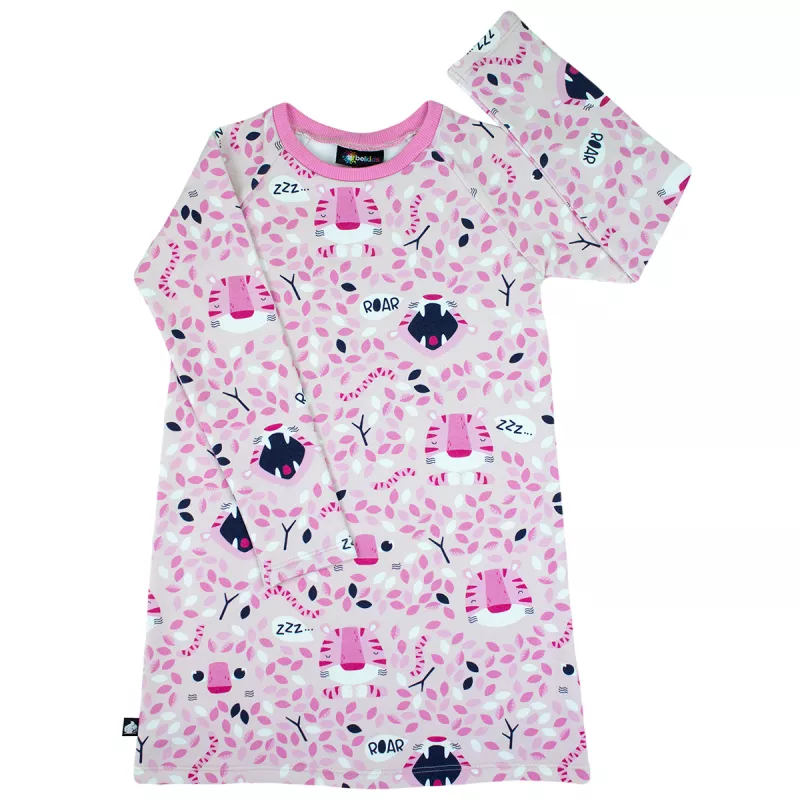 Rochita cu maneca lunga imprimeu Tigri roz 92 cm (18-24 luni), [],bestfam.ro