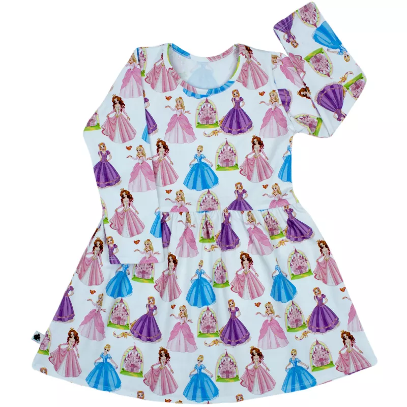 Rochita cu maneca lunga imprimeu printese din povesti 98 cm (2-3 ani), [],bestfam.ro