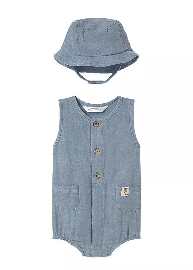 Salopeta cu palarie - albastru - Mayoral  6-9 luni, [],bestfam.ro