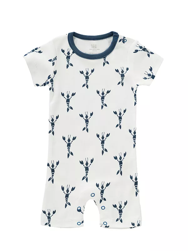 Salopetă de vară, pentru bebeluși 3-6 luni, din bumbac organic, model Lobster blue, [],bestfam.ro