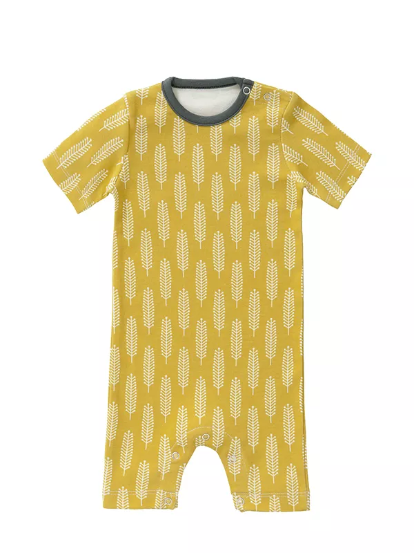 Salopetă de vară, pentru bebeluși 6-12 luni, din bumbac organic, model Havre yellow, [],bestfam.ro