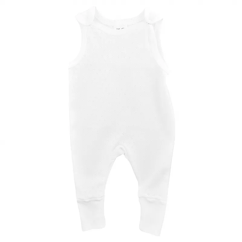 Salopeta maieu alba din bumbac 100% 6 luni, [],bestfam.ro