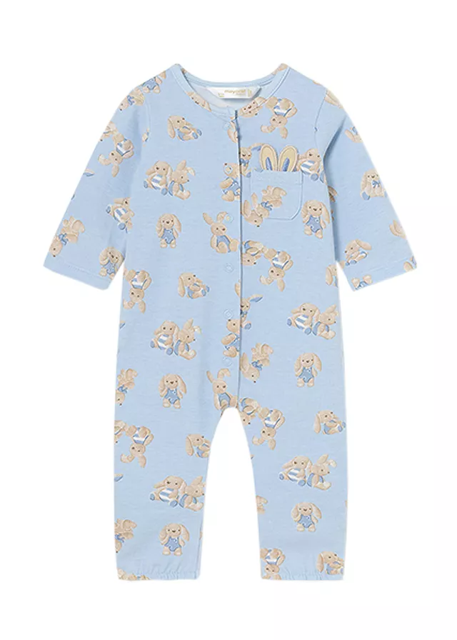 Salopeta (Pijama) BLEU  si  imprimeu iepurasi Better Cotton - Mayoral   1-2 luni (60 cm), [],bestfam.ro