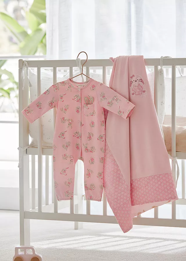 Salopeta (Pijama) roz  si  imprimeu iepurasi Better Cotton - Mayoral   , [],bestfam.ro
