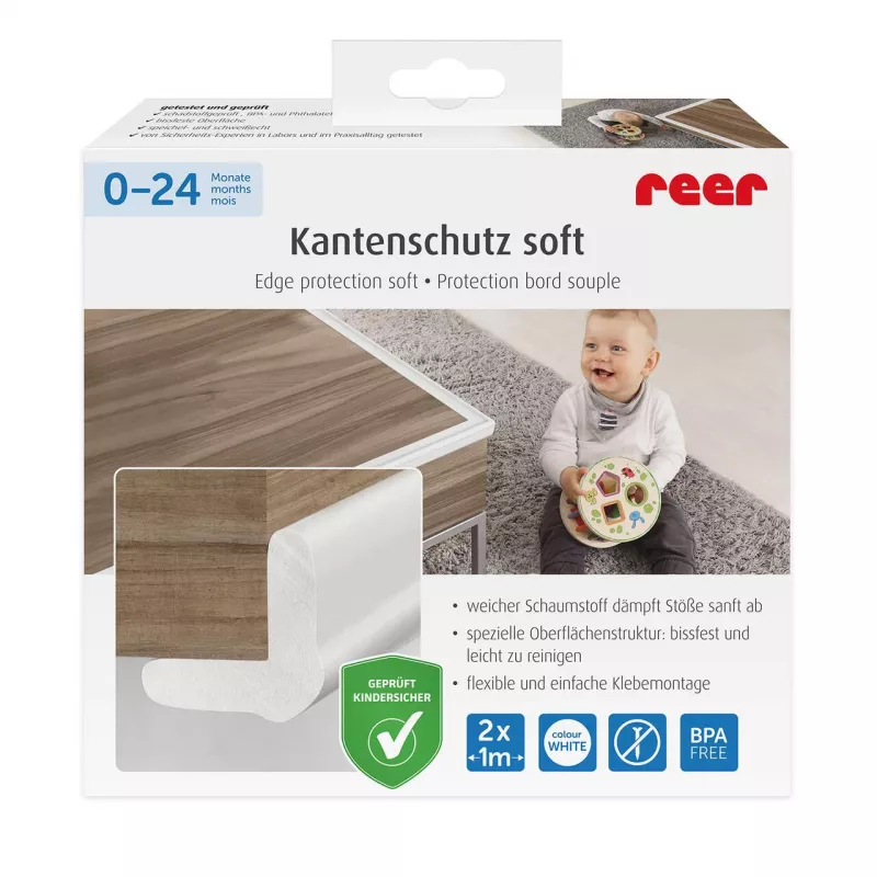 Set 2 benzi de protectie universala din spuma poliuretan pentru muchii si colturi, rezistente la muscaturi, albe, 2 x 1 m, Reer 82040, [],bestfam.ro