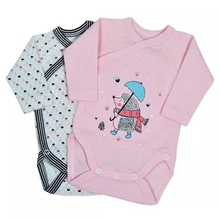 Set 2 body cu maneca lunga - Arici / Inimioare 12 luni, [],bestfam.ro