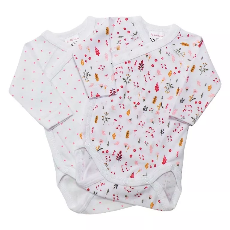 Set 2 body cu maneca lunga Flori frunze, inimioare , [],bestfam.ro