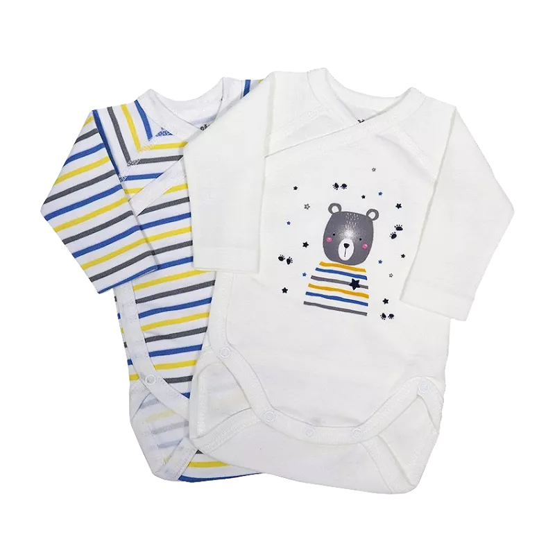 Set 2 body cu maneca lunga - Ursulet / Dungi 12 luni, [],bestfam.ro