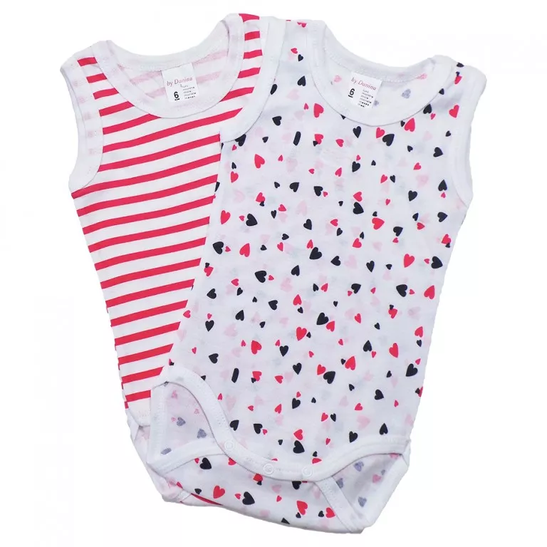 Set 2 body maiou cu imprimeu - Inimioare/ Linii 12 luni, [],bestfam.ro