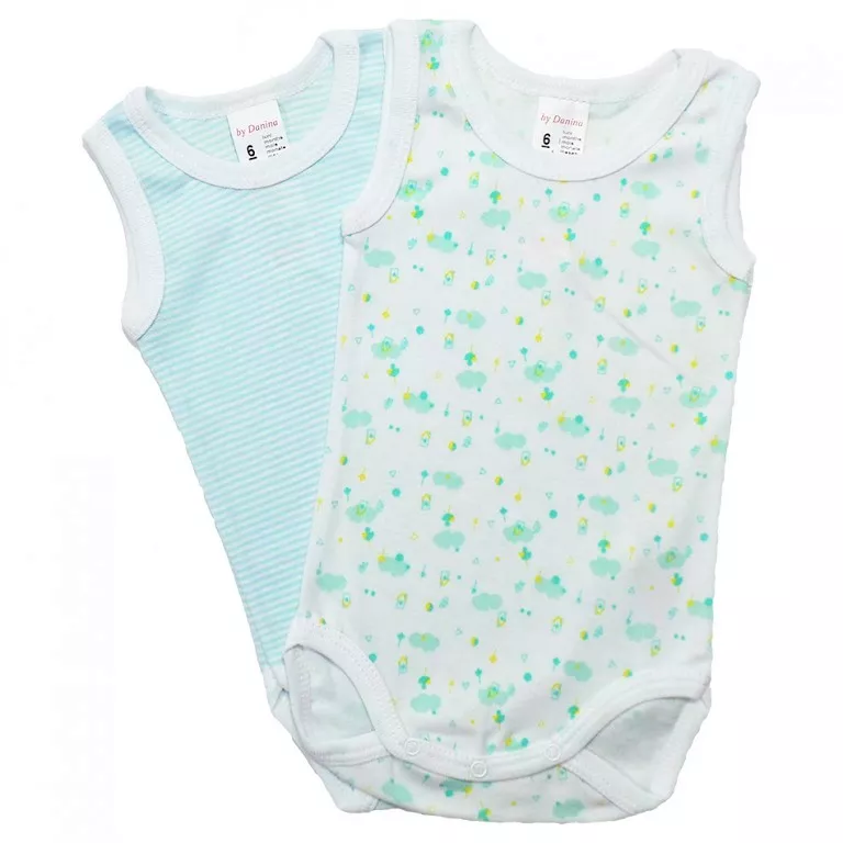 Set 2 Body maiou cu imprimeu Nori verzi 12 luni, [],bestfam.ro