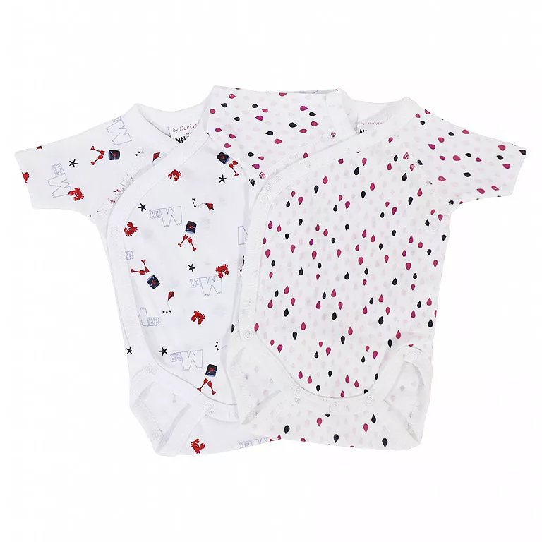 Set 2 body uri cu maneca scurta alb/alb Picatele si Raci 0 luni, [],bestfam.ro