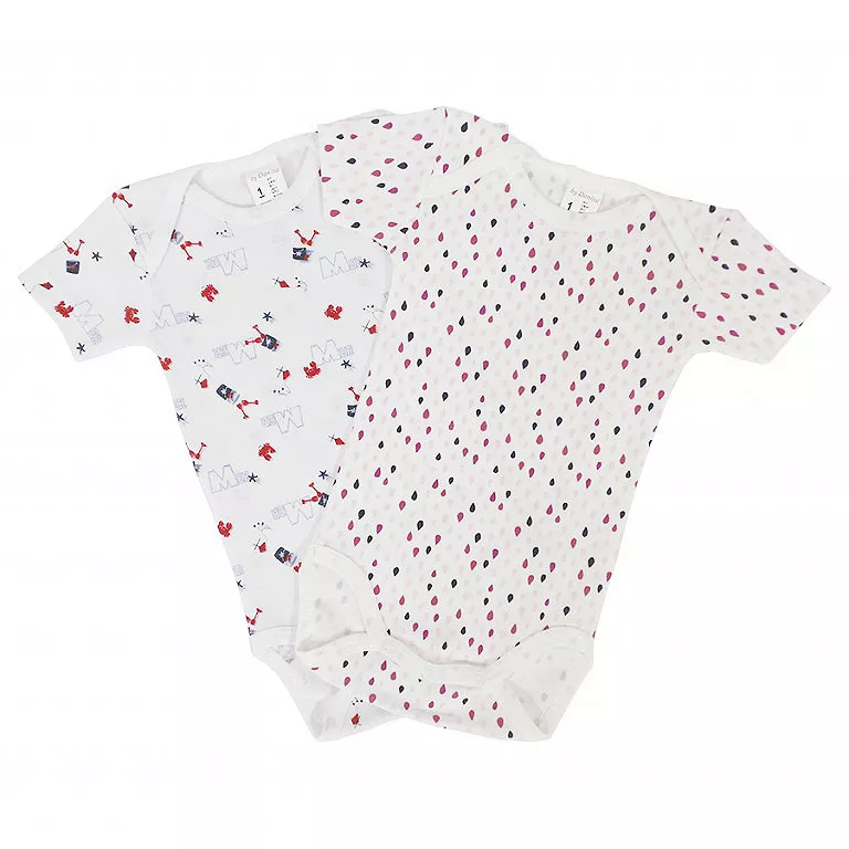 Set 2 body uri cu maneca scurta alb/alb Picatele si Raci 3 ani, [],bestfam.ro