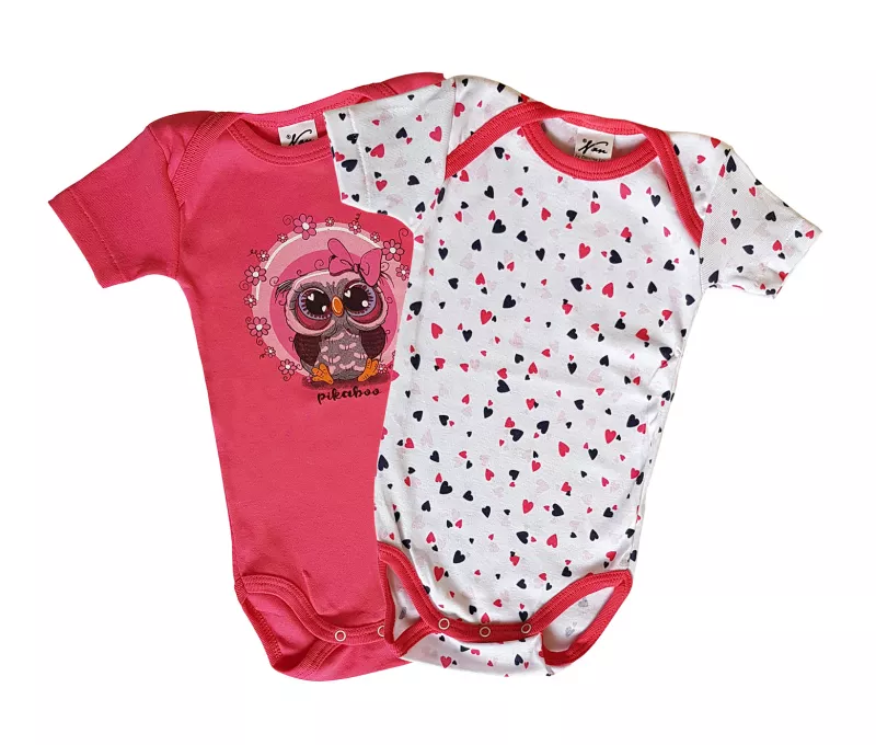 Set 2 body uri cu maneca scurta alb/roz PikaBoo, [],bestfam.ro