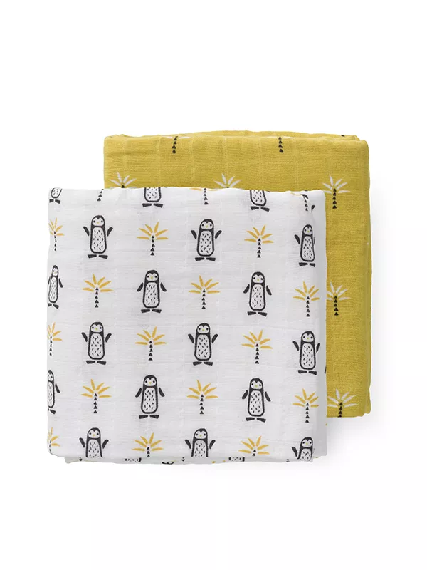 Set 2 museline 120x120 cm, model Pinguin, [],bestfam.ro