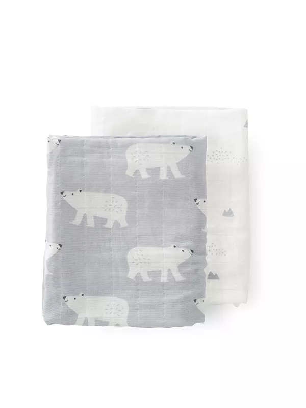 Set 2 museline 70x60 cm, model Polar Bear, [],bestfam.ro