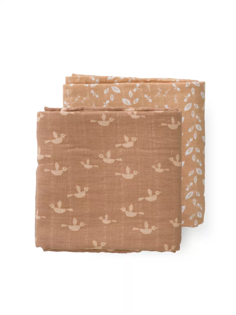 Set 2 museline de înfășat 120x120 cm, model Birds, [],bestfam.ro