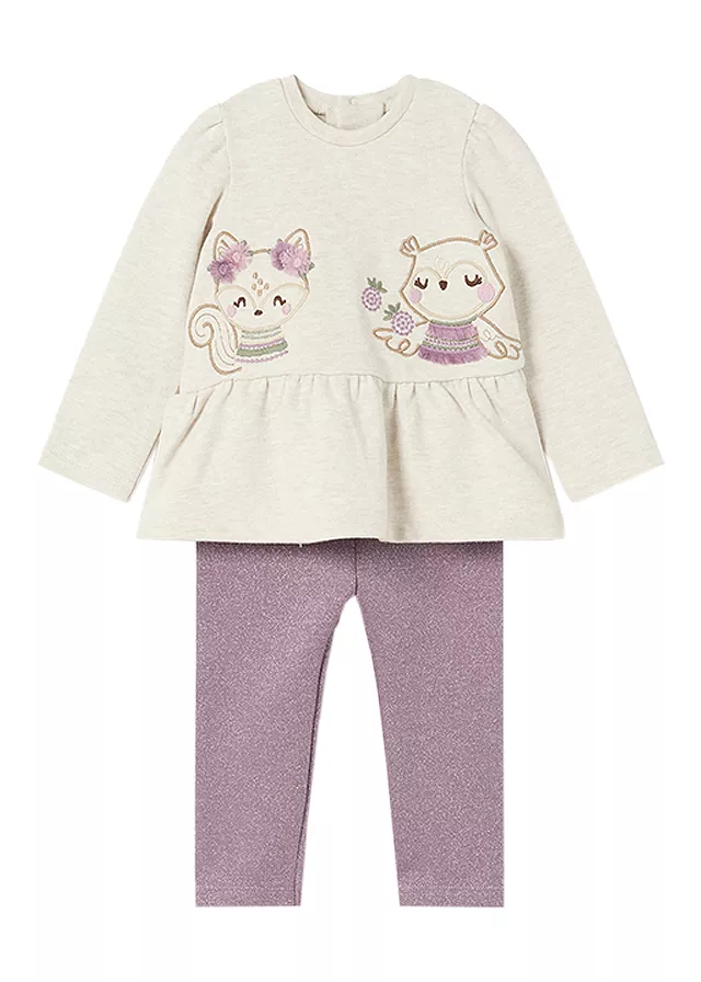 Set 2 piese - Bluza cu volane + Pantaloni cu sclipici- Mayoral   24 luni, [],bestfam.ro