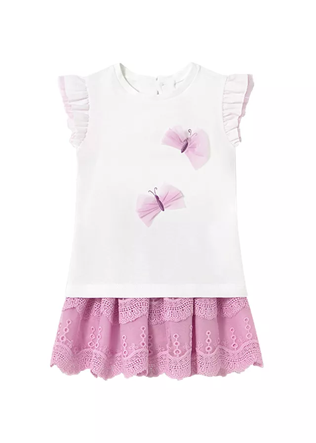 Set 2 piese - Fusta tul brodat+tricou - fluturi - Mayoral , [],bestfam.ro