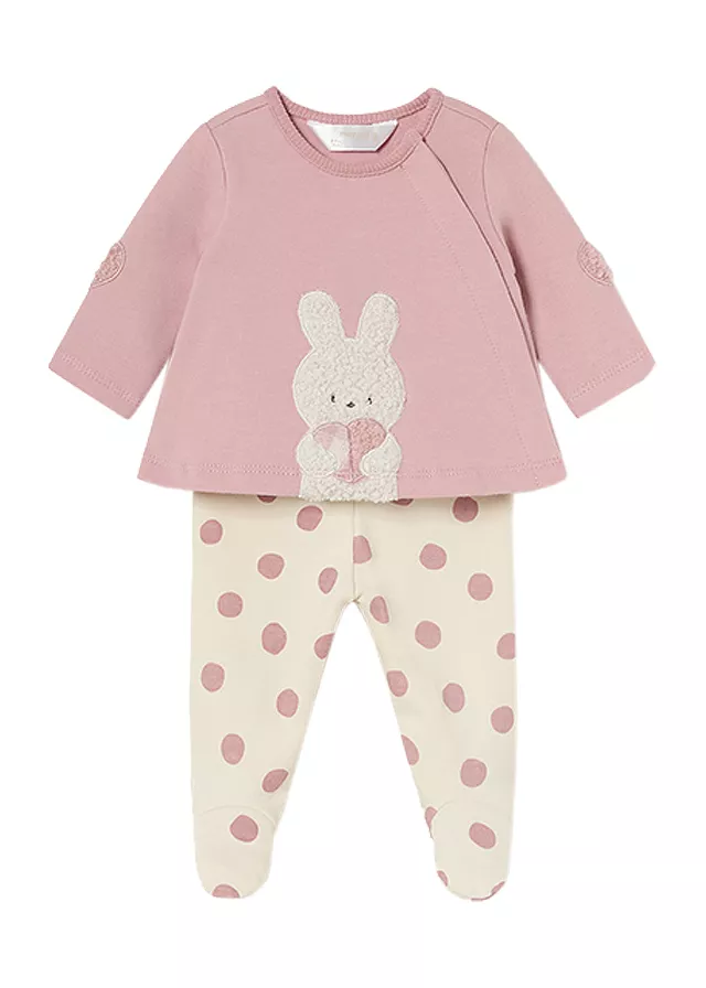 Set 2 piese - Pantaloni cu botosei + Bluza - Iepurasi - Mayoral  4-6 luni, [],bestfam.ro
