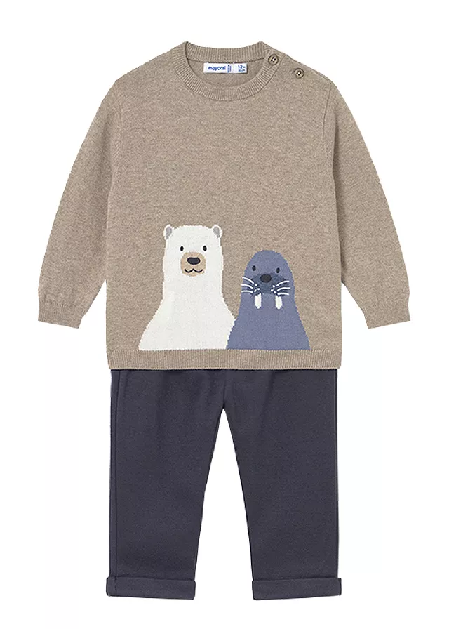 Set 2 piese - Pulover + pantaloni - gri/bleumarin - Mayoral 3 ani, [],bestfam.ro