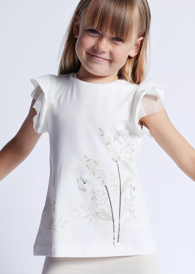 Set 2 piese alb Girl Better Cotton, bluza+pantaloni - Mayoral  7 ani (122 cm), [],bestfam.ro