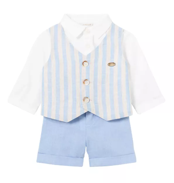 Set 2 piese din in pentru nou-nascut, baiat - Bleu - Mayoral  18 luni, [],bestfam.ro