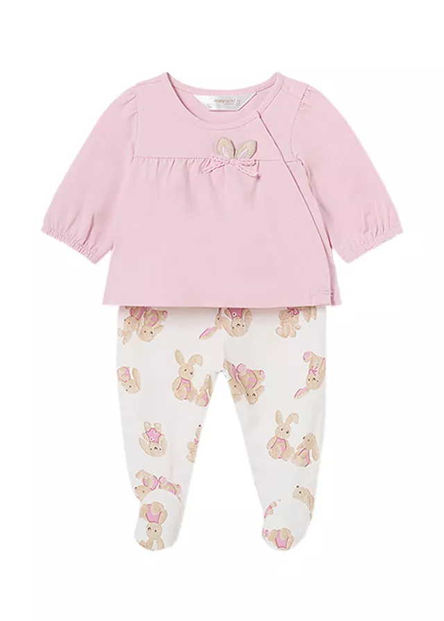 Set 2 piese Iepurasi roz - Bluza + Pantaloni cu botosi - Mayoral , [],bestfam.ro