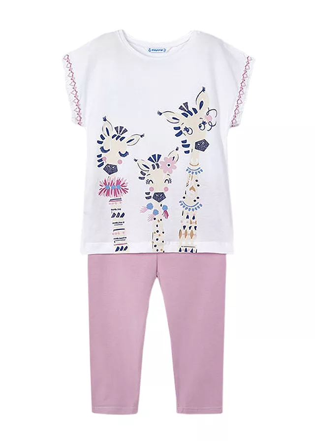 Set 2 piese lila The giraffe family Better Cotton, bluza+pantaloni - Mayoral 6 ani (116 cm), [],bestfam.ro