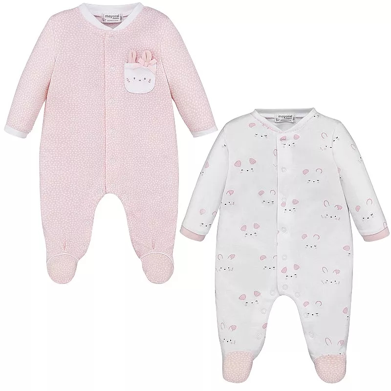 Set 2 salopete (pijamale) -  Iepurasi roz / alb - Mayoral, [],bestfam.ro