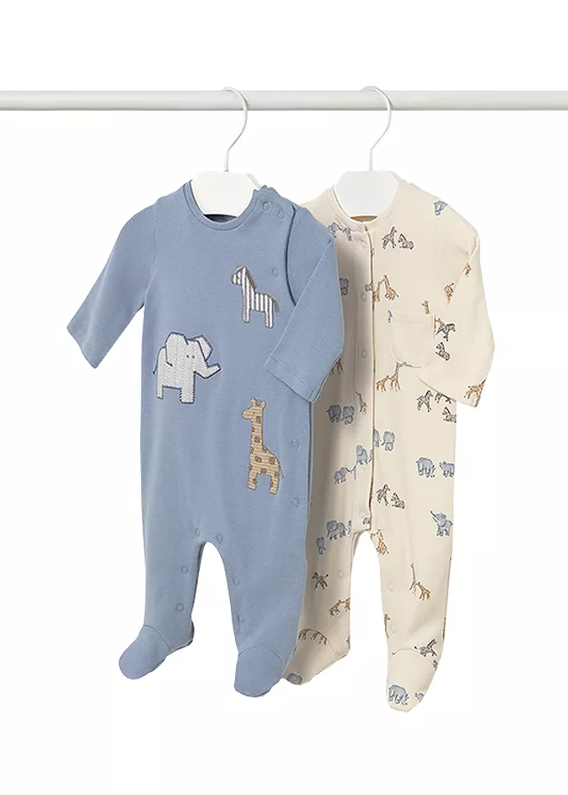 Set 2 salopete (pijamale) - bej/albastru - Mayoral , [],bestfam.ro