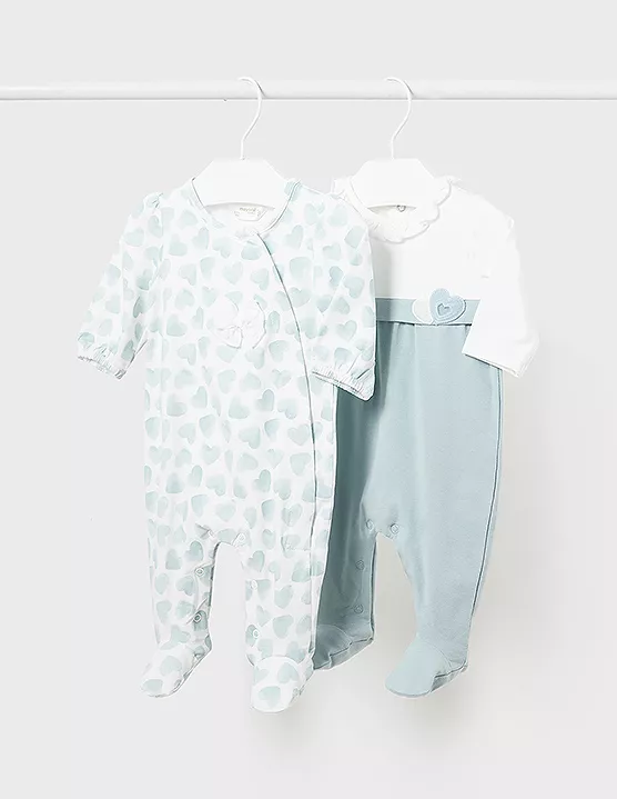Set 2 salopete (pijamale) - Inimioare - Better Cotton- Mayoral 1-2 luni (60 cm), [],bestfam.ro