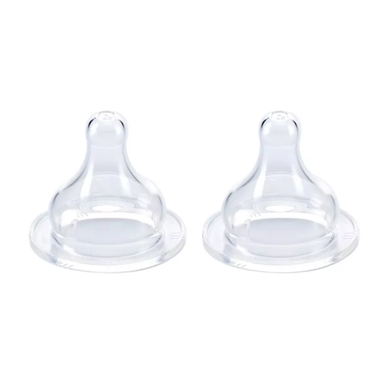 Set 2 tetine silicon pentru biberon cu gat larg debit variabil 0 - 18 luni - Thermobaby, [],bestfam.ro