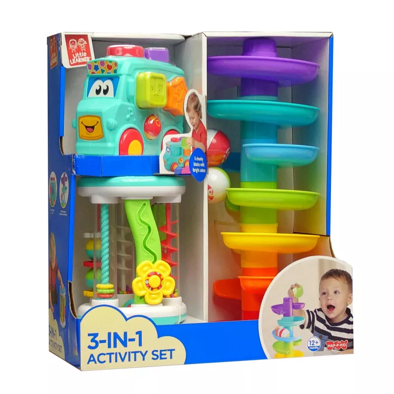 Set 3 in 1 - Autobuz cu sortator, cilindru & turnulet cu bile, [],bestfam.ro