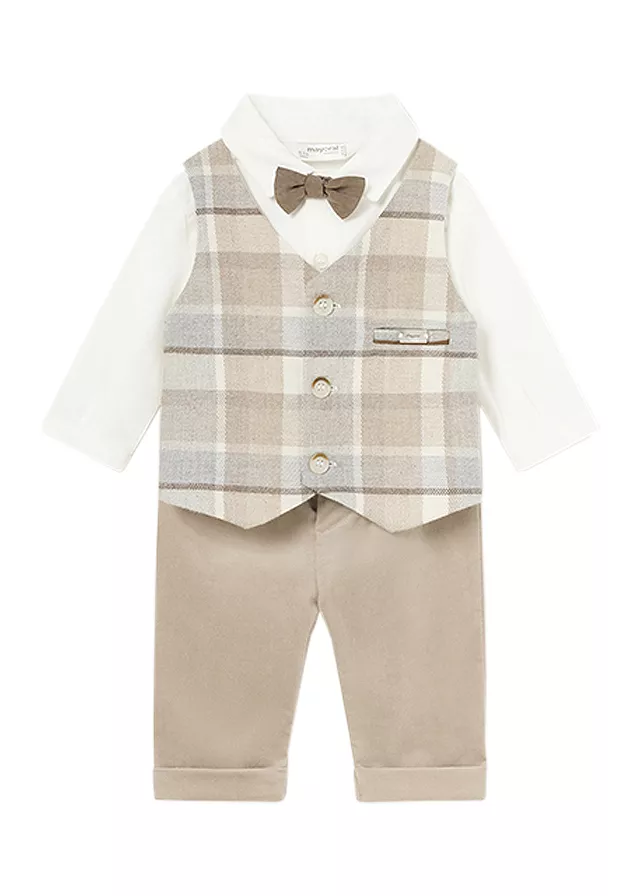 Set 3 piese - Camasa + Pantaloni lungi + Papion - Mayoral  4-6 luni, [],bestfam.ro