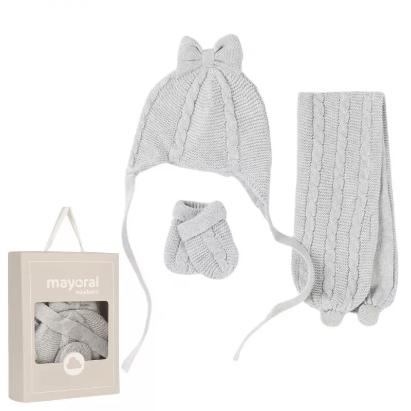 Set 3 piese Perla caciula fular si manusi  - Mayoral     12 luni (80 cm), [],bestfam.ro