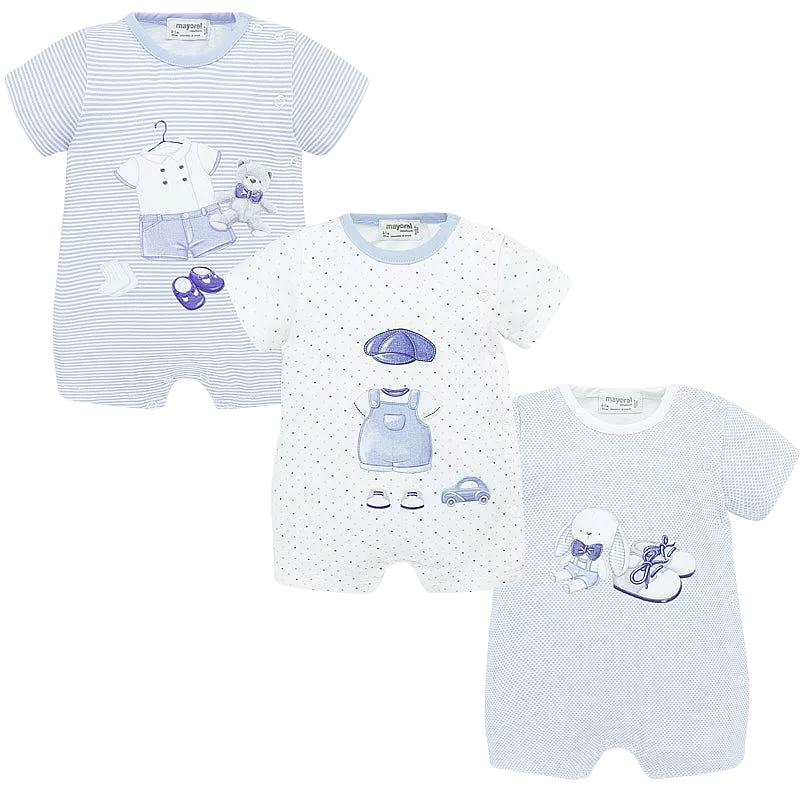 Set 3 salopete (pijamale) - Bleu - Mayoral , [],bestfam.ro