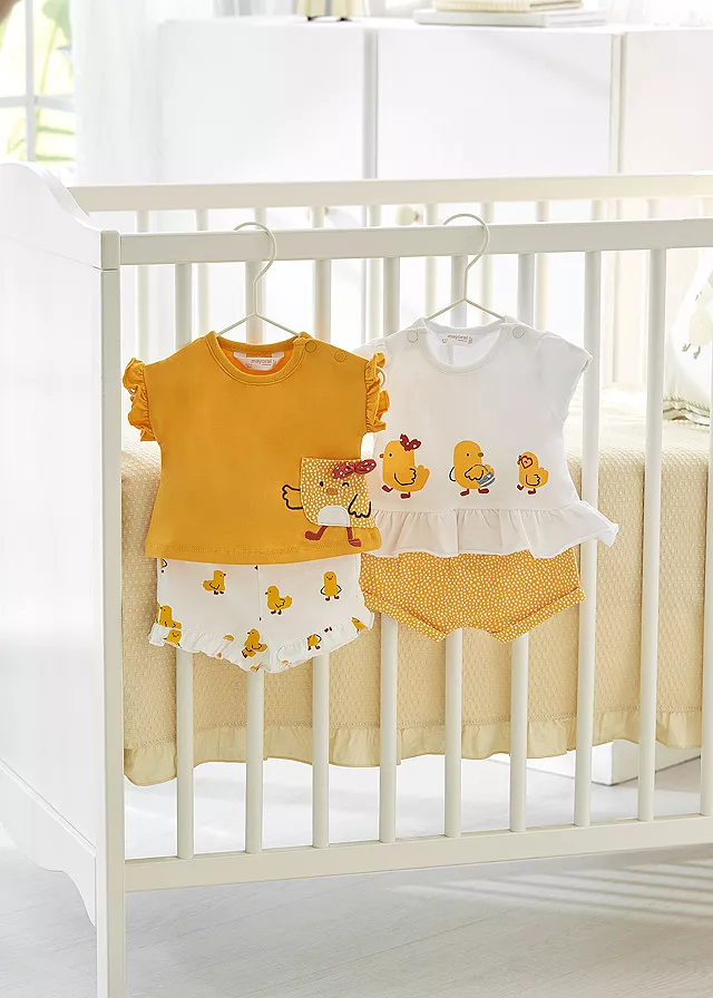 Set 4 piese din Better Cotton pentru nou-nascut, fata - Alb / Galben - Mayoral , [],bestfam.ro