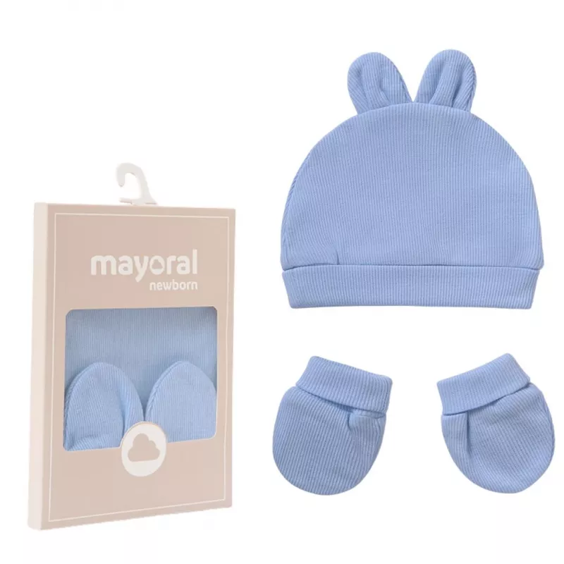 Set  Bleu caciula si manusi Better Cotton bebe - Mayoral   3 luni (62 cm), [],bestfam.ro