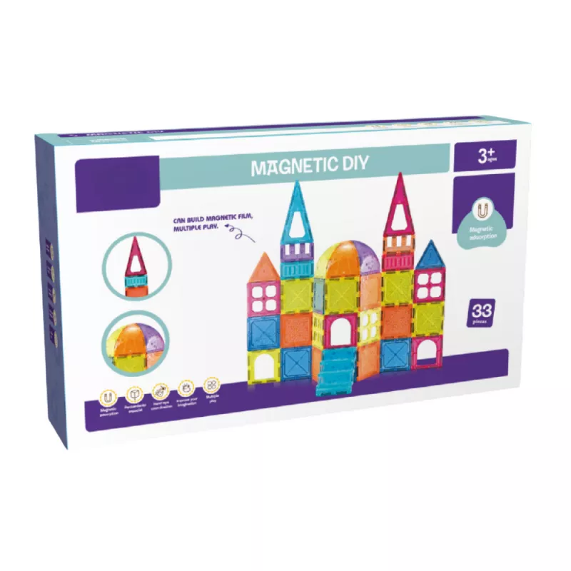 Set de constructie magnetic - 33 piese (7.5 cm), [],bestfam.ro