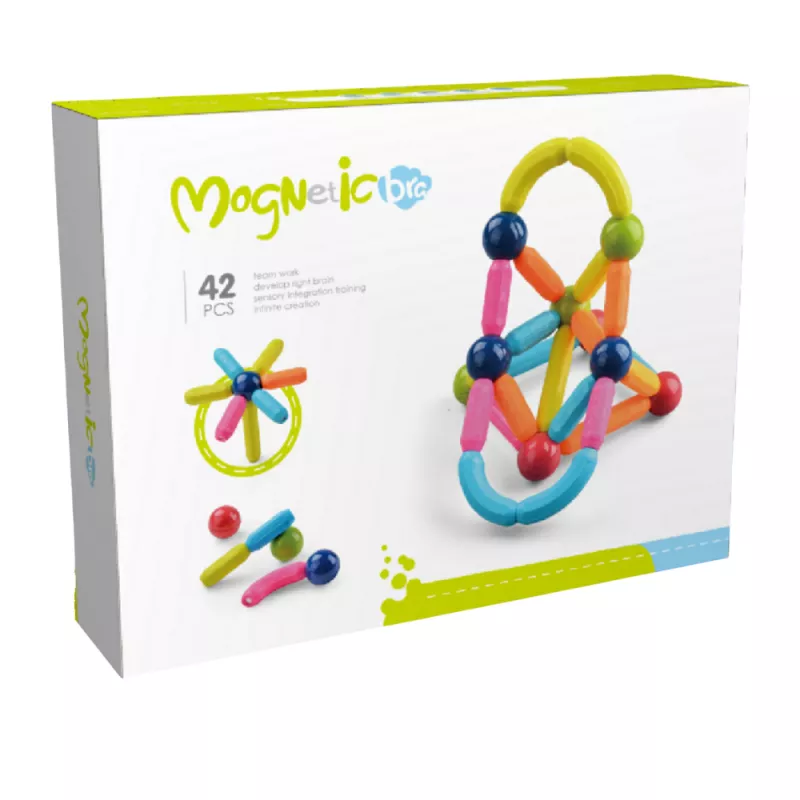 Set de constructie magnetic - Forme 3D (42 piese), [],bestfam.ro