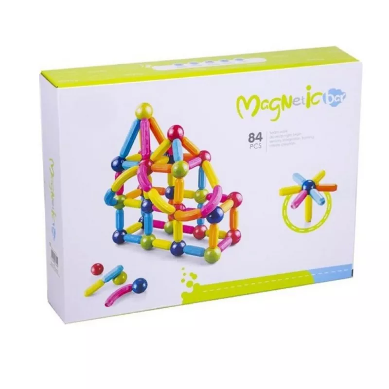 Set de constructie magnetic - Forme 3D (84 piese), [],bestfam.ro