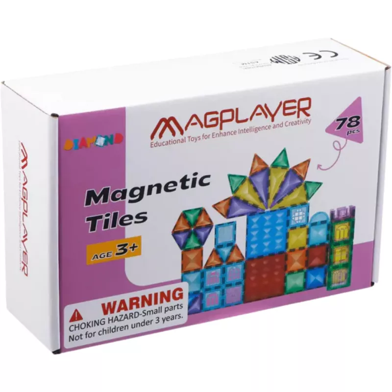 Set de constructie magnetic 3D - 78 piese, [],bestfam.ro