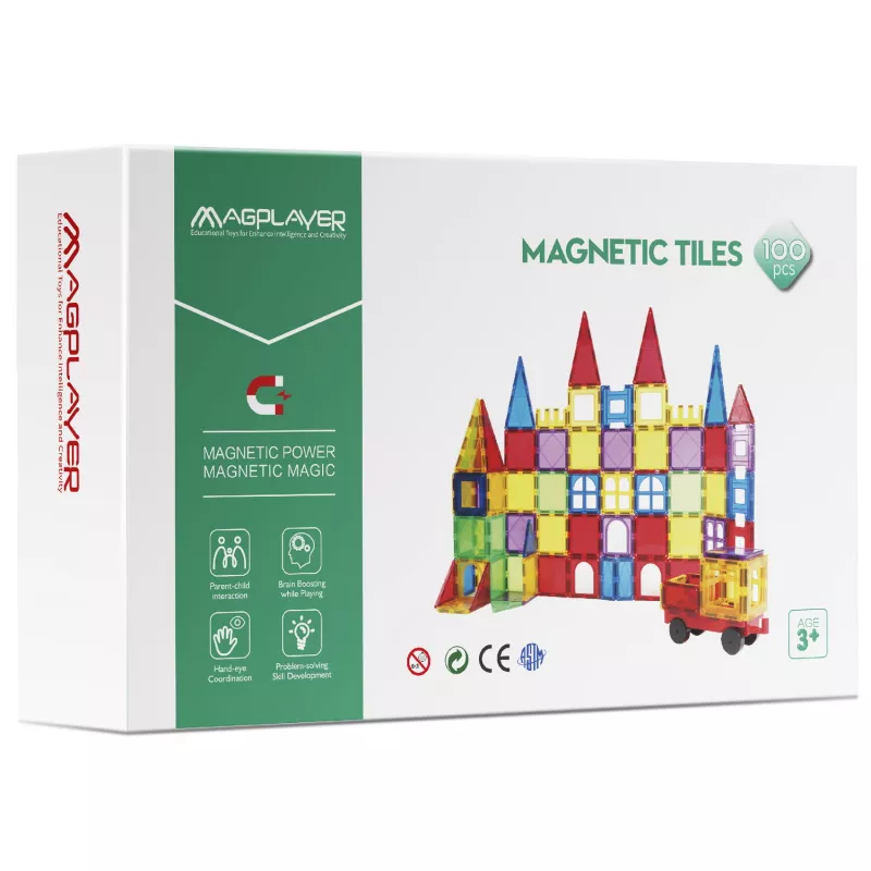 Set de constructie magnetic 3D - 100 piese, [],bestfam.ro