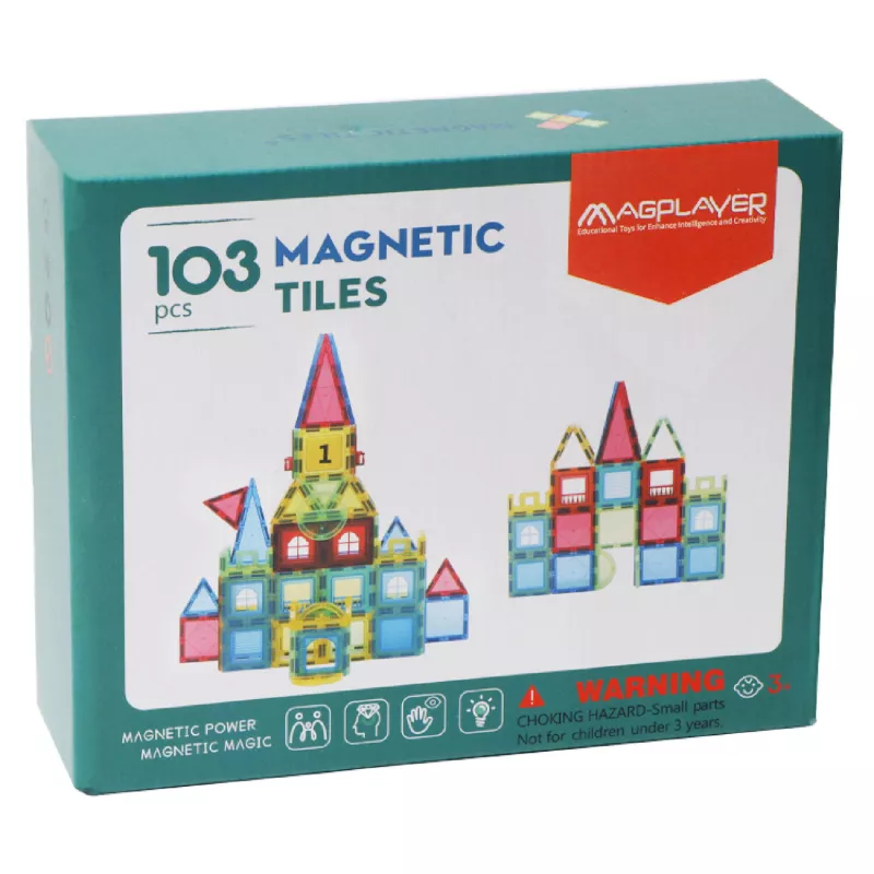 Set de constructie magnetic 3D - 103 piese, [],bestfam.ro