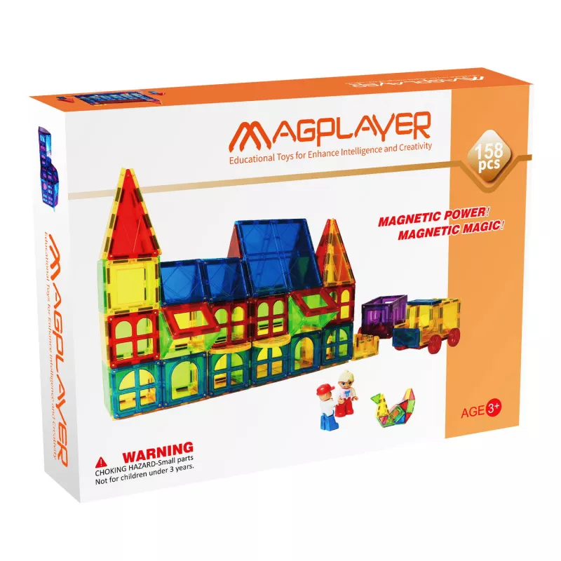Set de constructie magnetic 3D - 158 piese, [],bestfam.ro