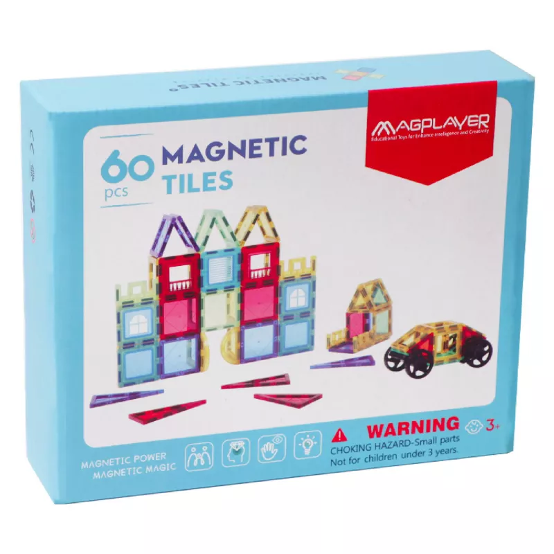 Set de constructie magnetic 3D - 60 piese, [],bestfam.ro