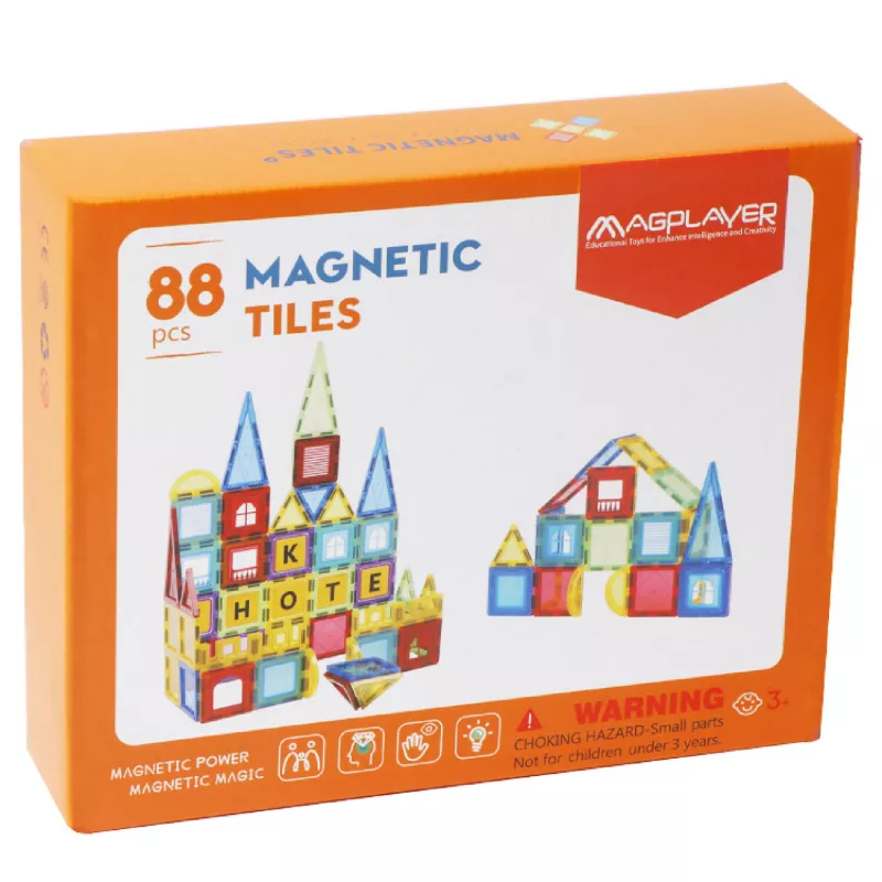 Set de constructie magnetic 3D - 88 piese, [],bestfam.ro