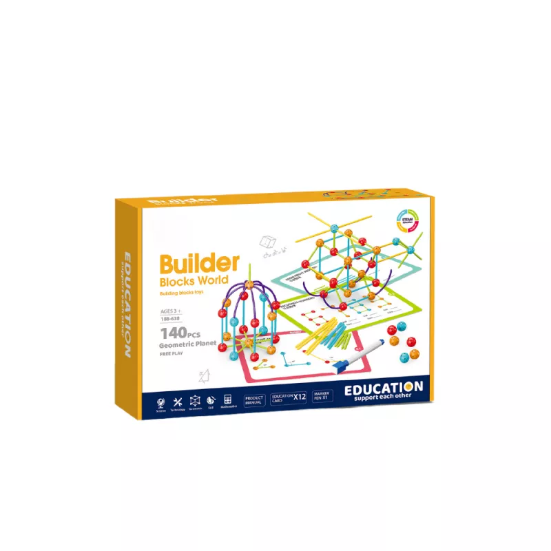 Set de constructie STEAM - Forme 3D ( 140 piese), [],bestfam.ro